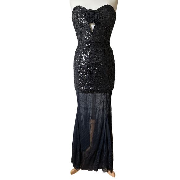 Rebecca Vallance Diana sequined mesh-trimmed gown US 6 - Picture 7 of 14